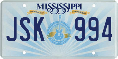 MS license plate JSK994