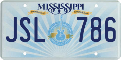 MS license plate JSL786