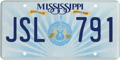 MS license plate JSL791