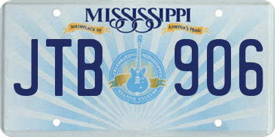 MS license plate JTB906