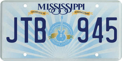 MS license plate JTB945