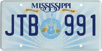 MS license plate JTB991