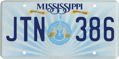 MS license plate JTN386