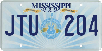 MS license plate JTU204