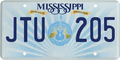 MS license plate JTU205