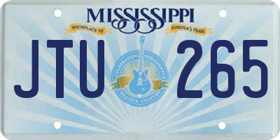 MS license plate JTU265