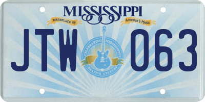 MS license plate JTW063