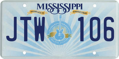 MS license plate JTW106