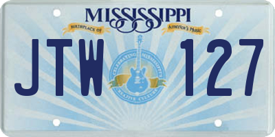 MS license plate JTW127
