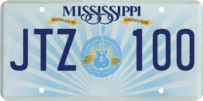 MS license plate JTZ100