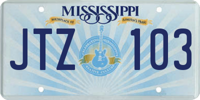 MS license plate JTZ103