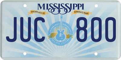 MS license plate JUC800