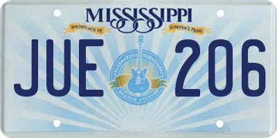 MS license plate JUE206