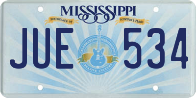 MS license plate JUE534