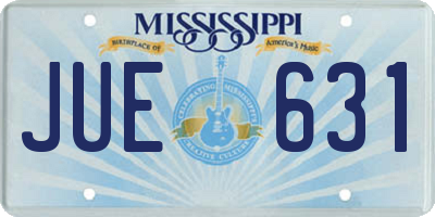 MS license plate JUE631