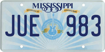 MS license plate JUE983