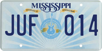 MS license plate JUF014