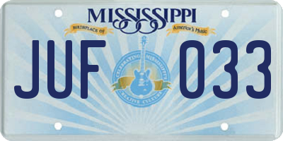 MS license plate JUF033