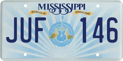 MS license plate JUF146
