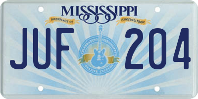 MS license plate JUF204