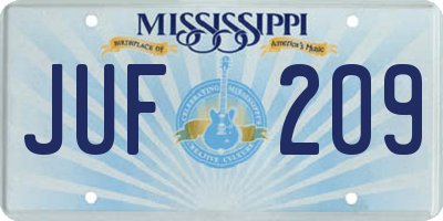 MS license plate JUF209