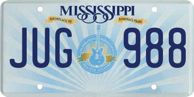 MS license plate JUG988