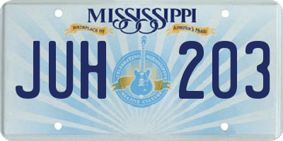 MS license plate JUH203