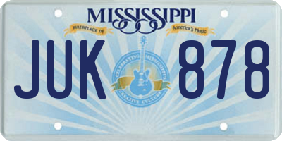 MS license plate JUK878