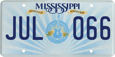 MS license plate JUL066