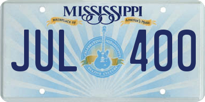 MS license plate JUL400