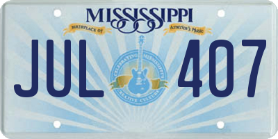 MS license plate JUL407