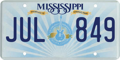 MS license plate JUL849