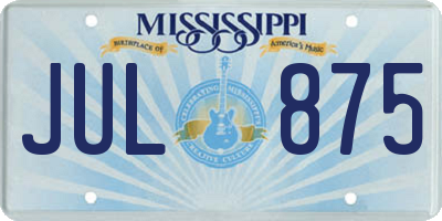 MS license plate JUL875
