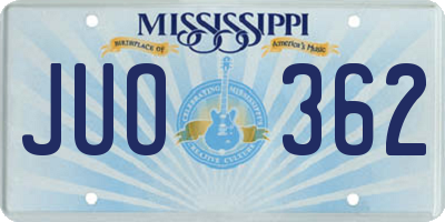 MS license plate JUO362