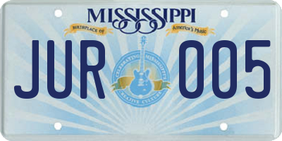 MS license plate JUR005