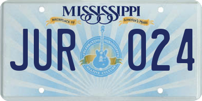 MS license plate JUR024
