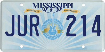 MS license plate JUR214