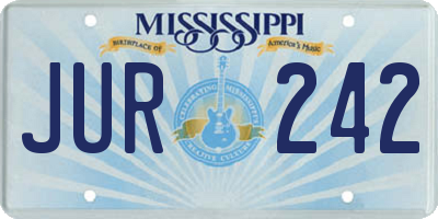 MS license plate JUR242