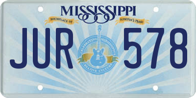 MS license plate JUR578