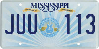 MS license plate JUU113
