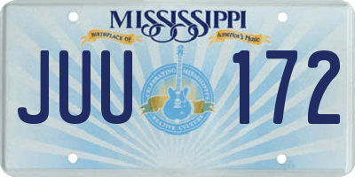 MS license plate JUU172