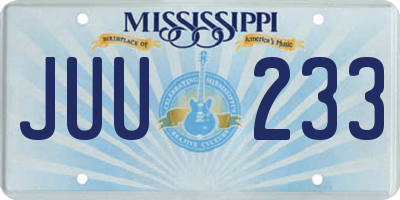 MS license plate JUU233