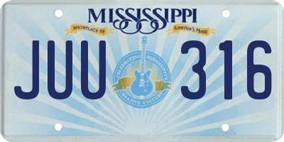 MS license plate JUU316