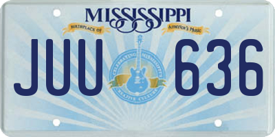 MS license plate JUU636