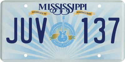 MS license plate JUV137
