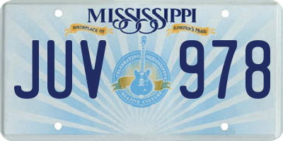MS license plate JUV978