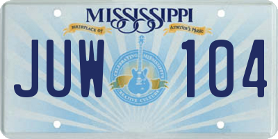 MS license plate JUW104