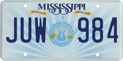 MS license plate JUW984