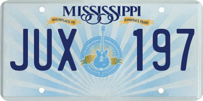 MS license plate JUX197