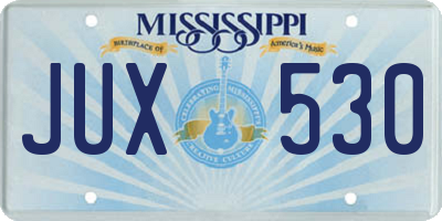 MS license plate JUX530